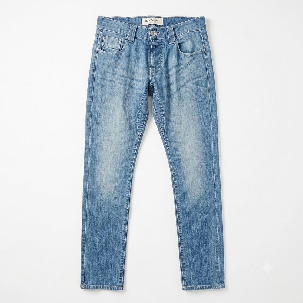Paper Denim & Cloth Straight Leg Button Fly Stretch Jeans Medium Wash Mens 30x31
